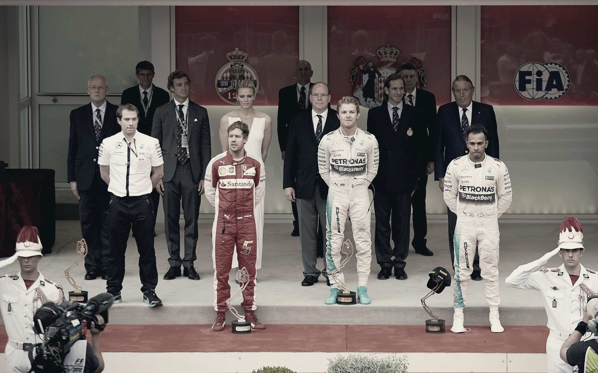 The 2015 Monaco Grand Prix podium